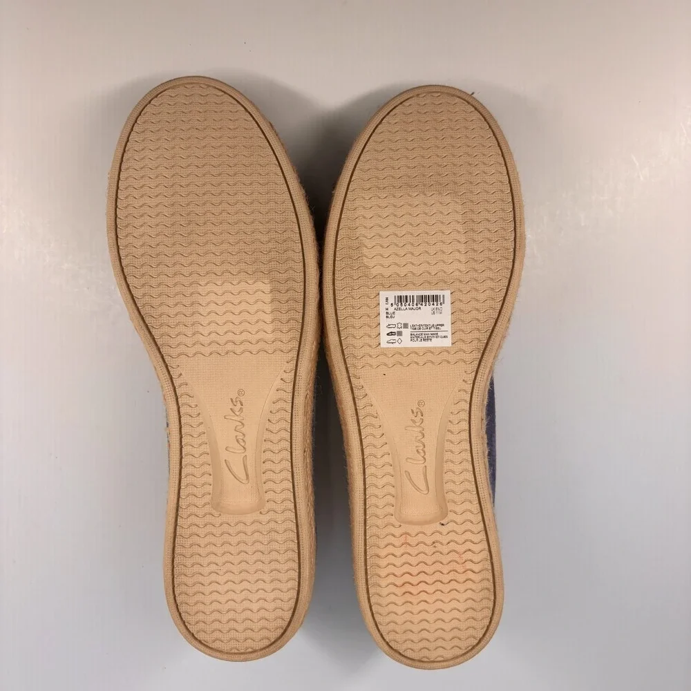 Clarks Azella Major Women's 11M Blue Suede‎ Perforated Espadrille Slip-On Flats